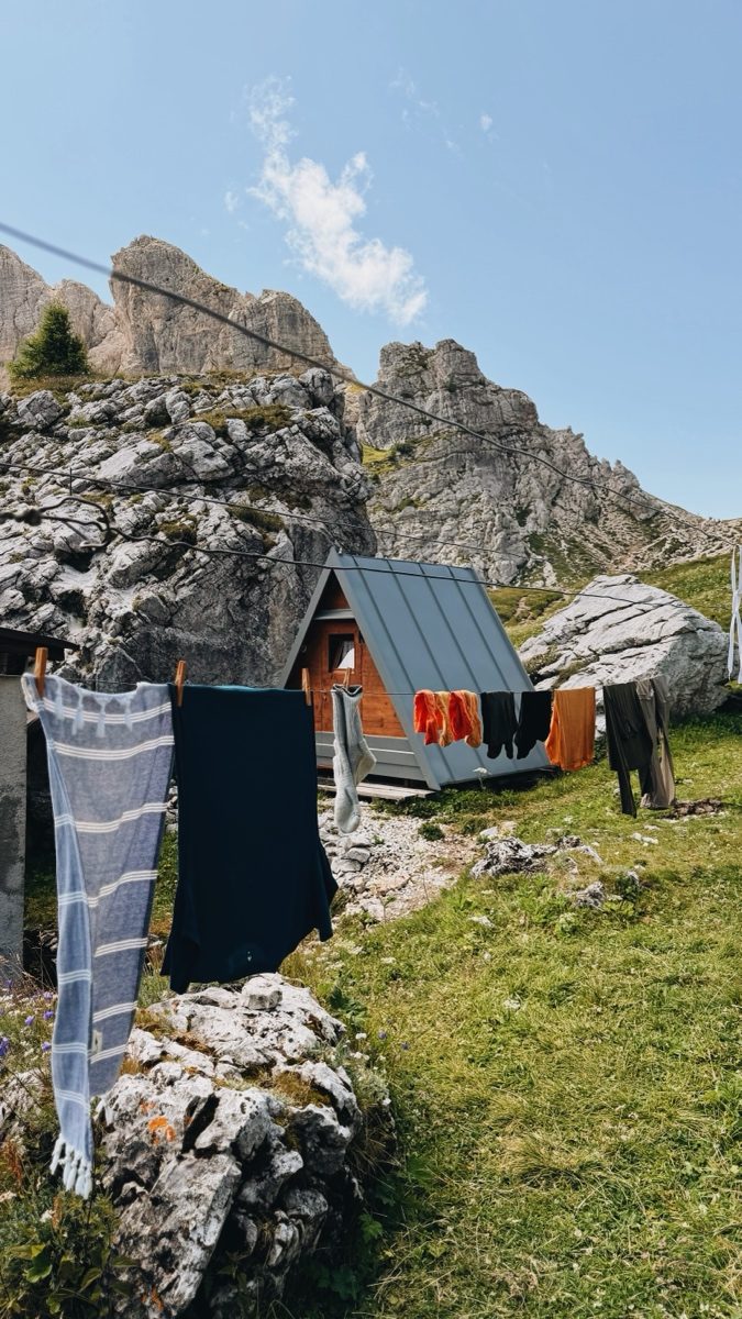 Rifugio Coldai - laundry line and the winter bivouac